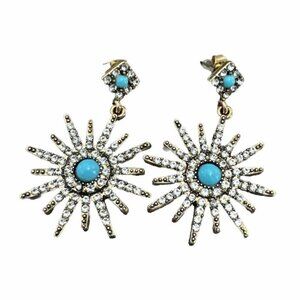 ADORNIA Bohemian Earrings Boho Starburst Turquoise Swarovski Crystal Retail $475